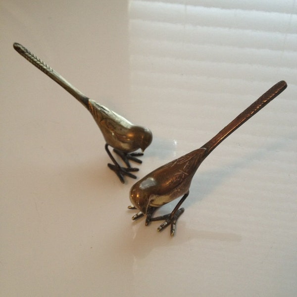 Pair of Vintage solid brass birds
