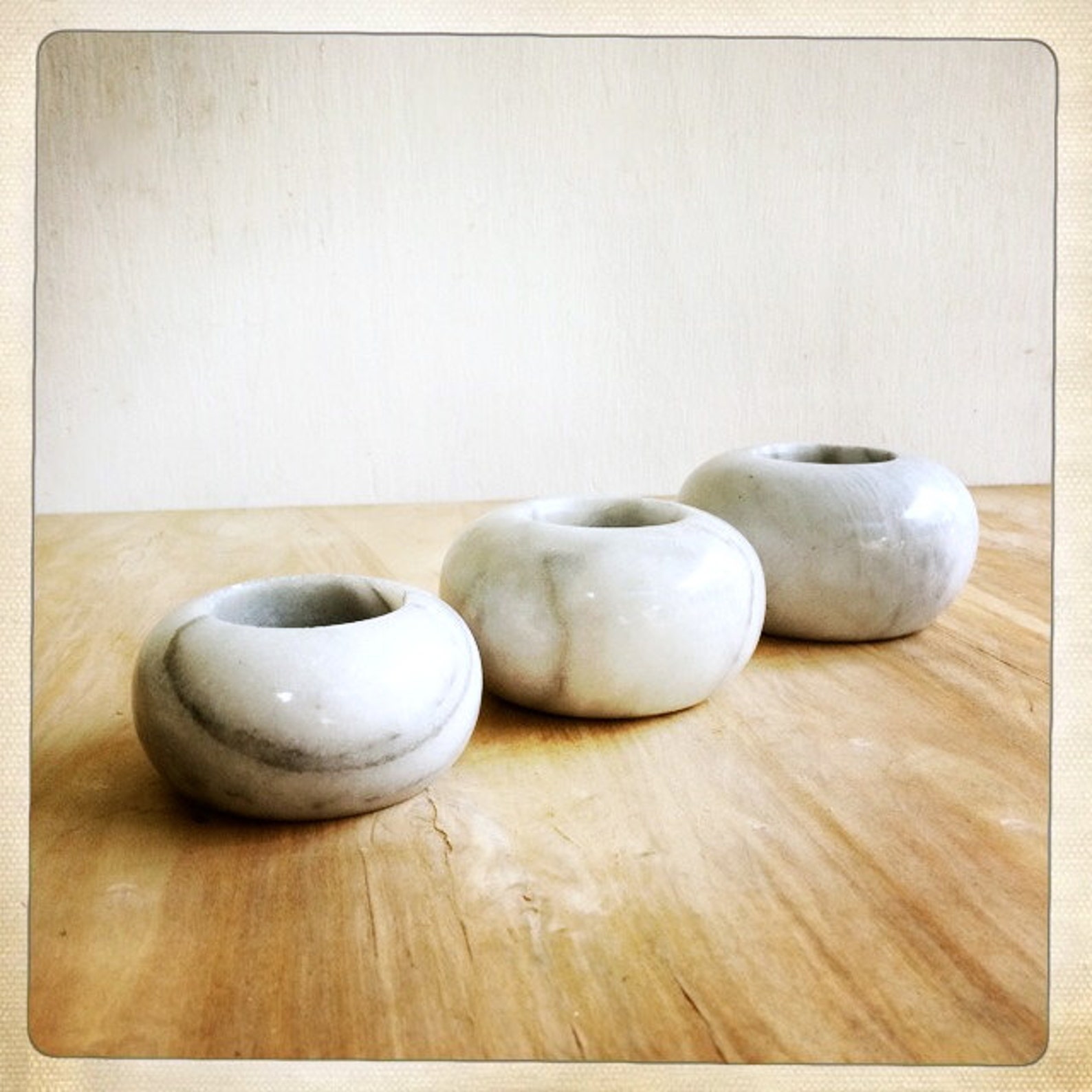 Marble candle holders graduated votive tealights modern round Etsy