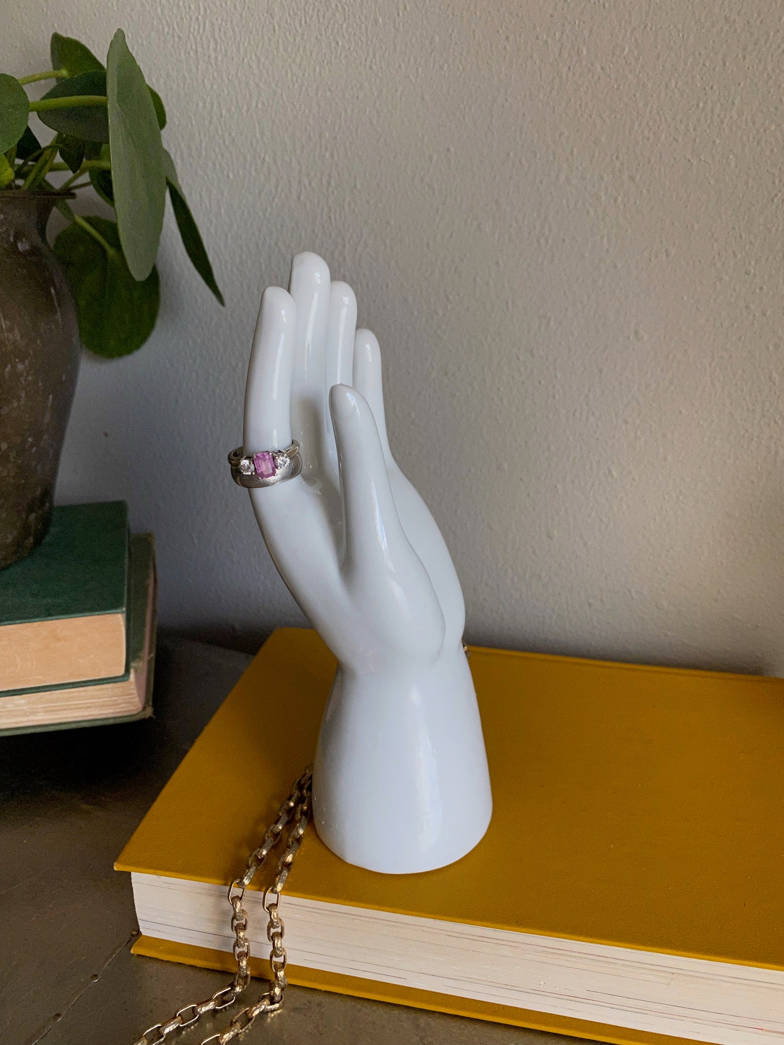 Vintage white porcelain hand ring holder Etsy