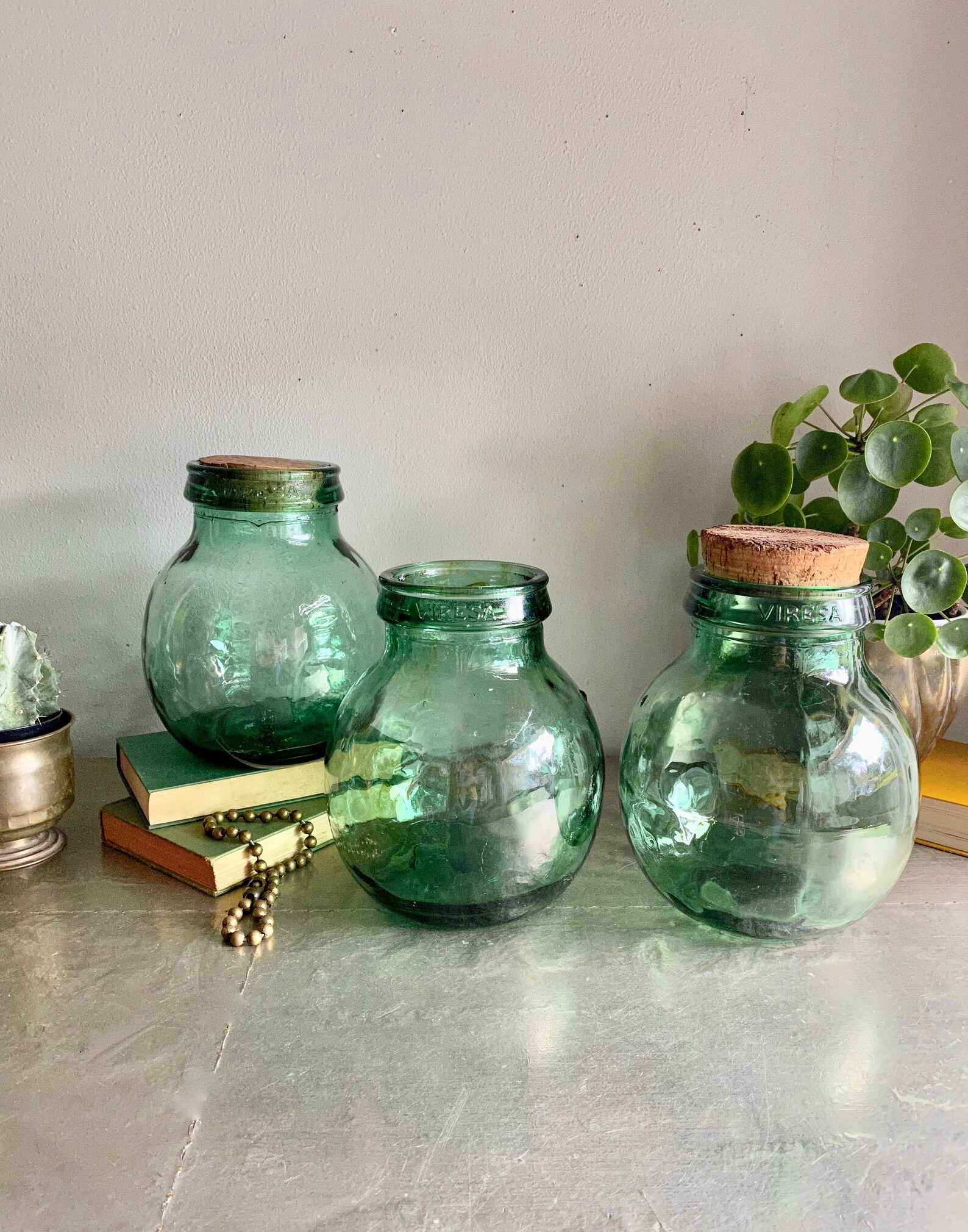 Vintage French Large Glass Olive Jar Viresa Antique Glass Etsy