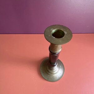 vintage single black porcelain and brass candlestick image 4