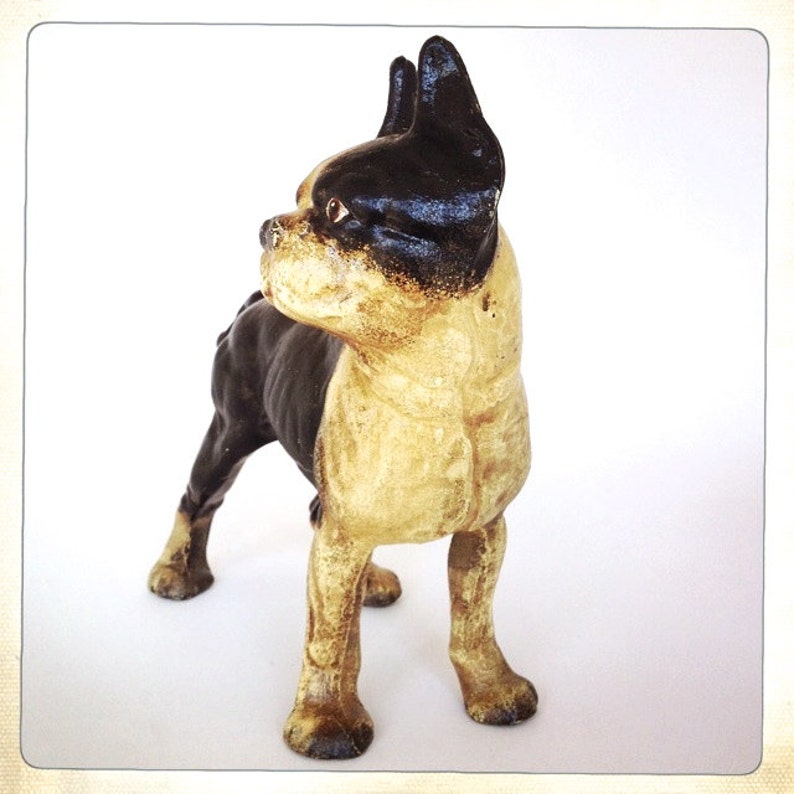 Cast iron dog bank doorstop Boston Terrier vintage Hubley Etsy