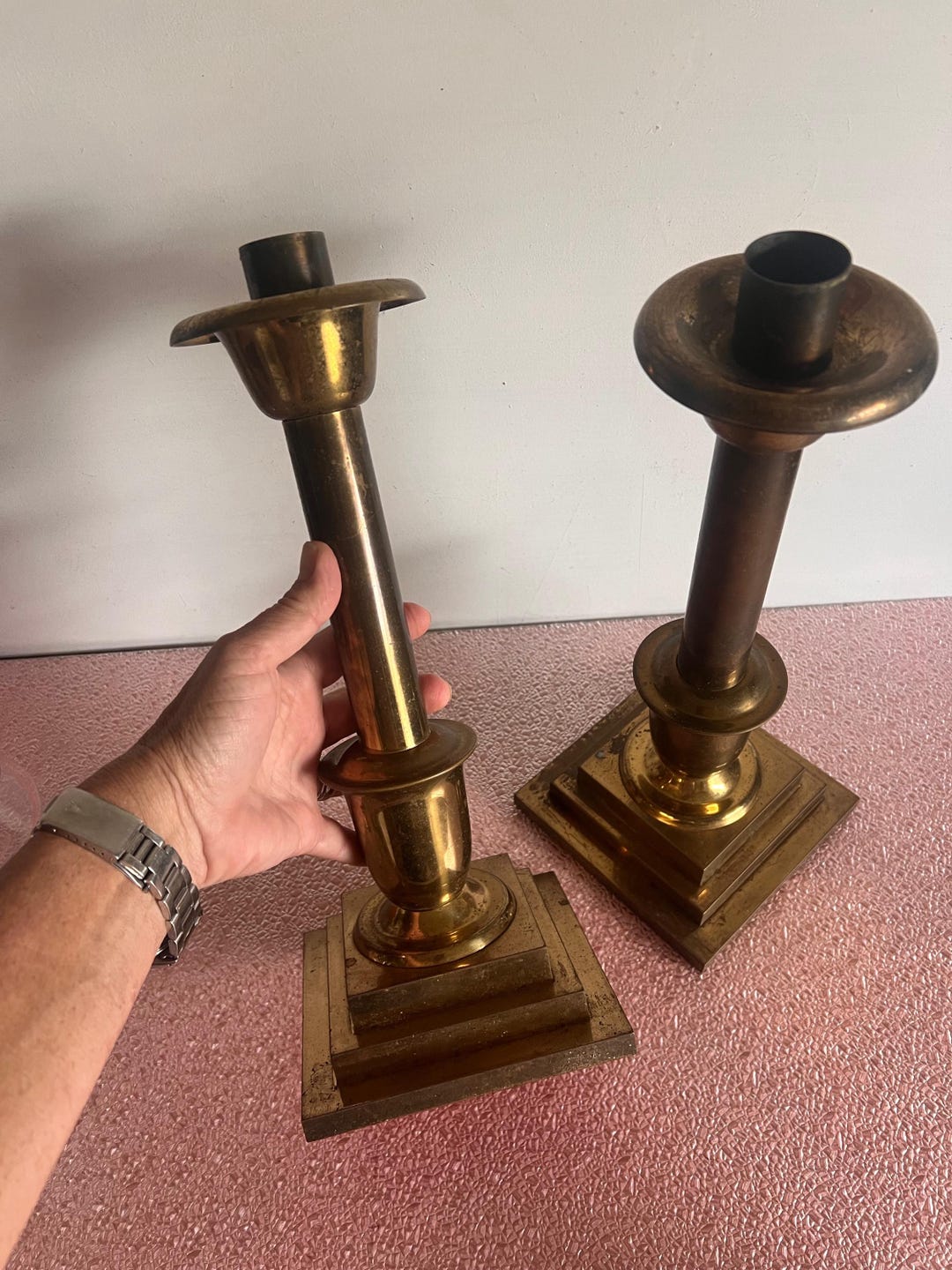 Vintage Large Pair of Brass Altar Candlesticks Sudbury Brass Goods ...