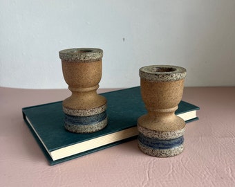 vintage stoneware pair of candlesticks Colonial Candle Co Japan