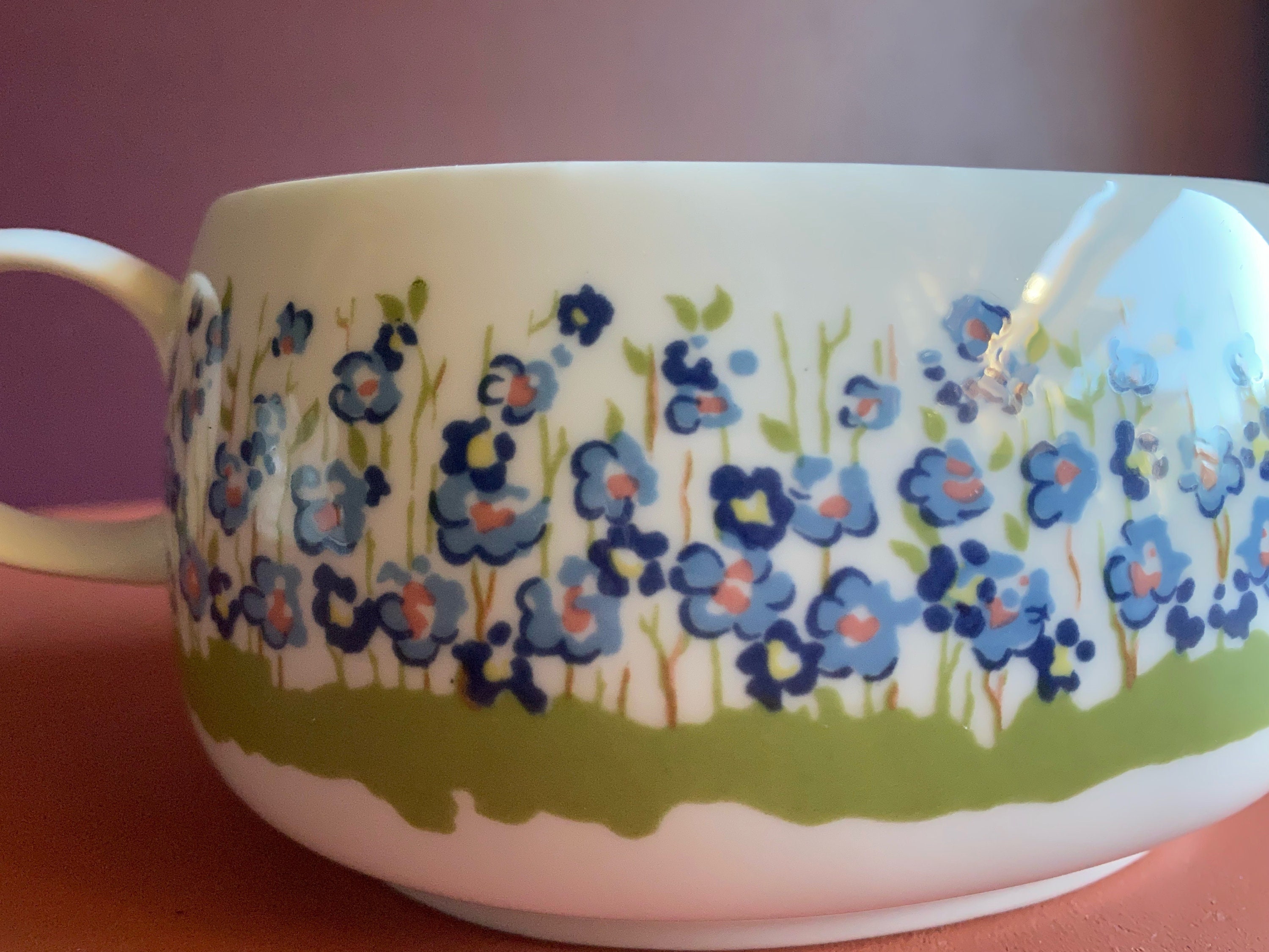 Vintage porcelain gravy boat Melitta for Karstadt made in Germany blue floral
