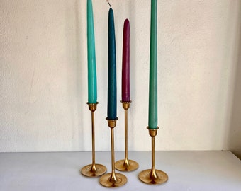 vintage brass graduated candlesticks tulip base set of 4