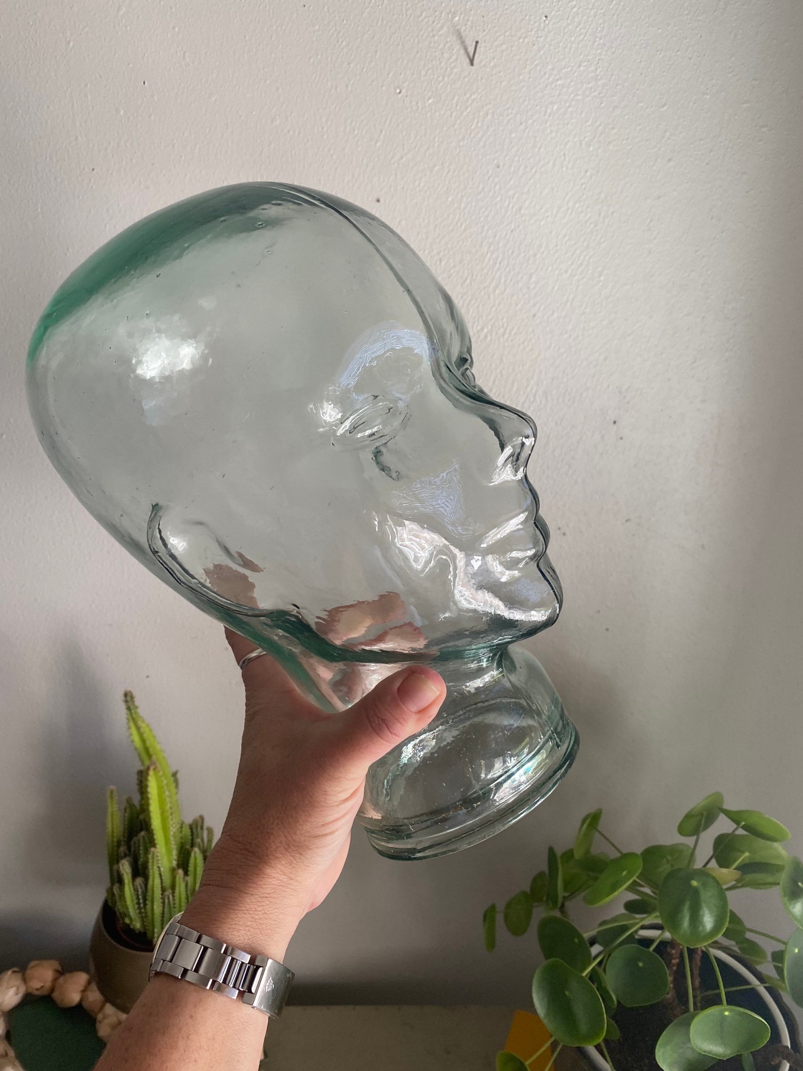 Vintage clear glass head mannequin display Etsy