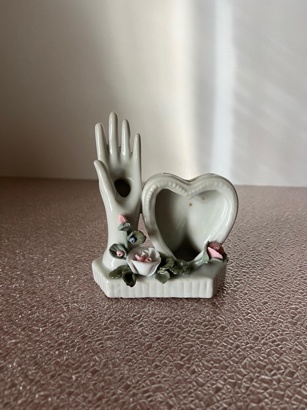 Vintage Porcelain Hand Bud Vase With Photo Frame Floral Detailing - Etsy