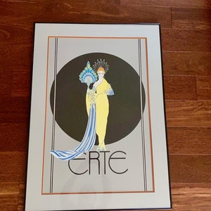 vintage 80s Erté Athena Goddess of Love silver foil serigraph framed art deco art