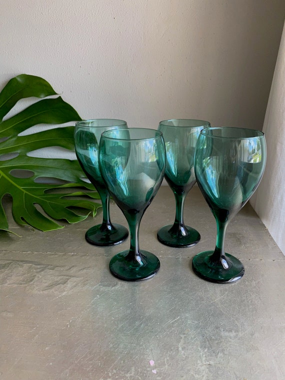 Vintage 'Libbey' Wine Glasses in 'Juniper Green' (Set of 4)