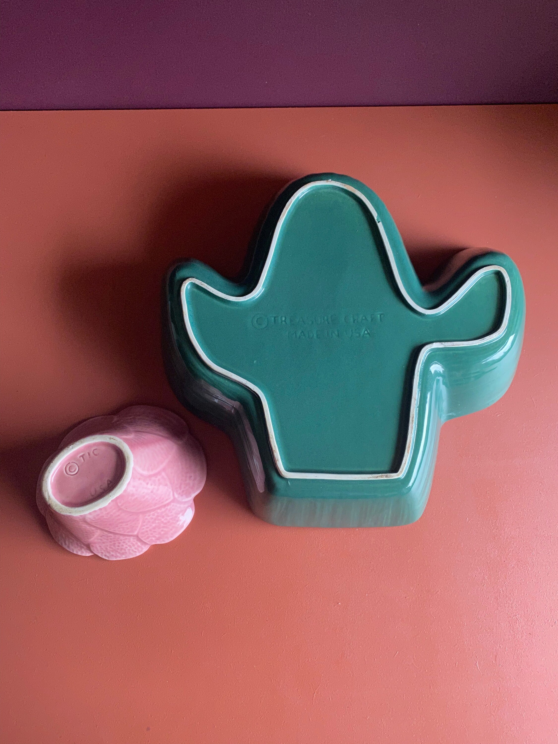 Vintage Cactus Chip and Dip Dish Treasure Craft Saguaro Pink Etsy
