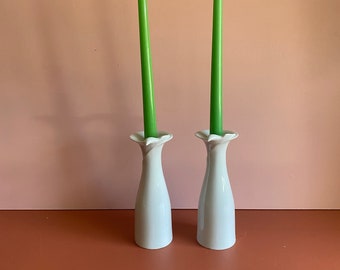 vintage Dansk white porcelain Dove taper candleholders pair of 2