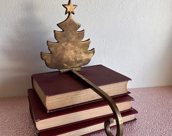 vintage solid brass Christmas tree stocking hanger Lord and Taylor