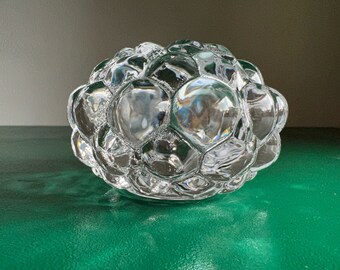 vintage crystal candle holder Orrefors Raspberry bubble votive tealight holder crystal Sweden glam