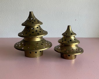 vintage pair of 2 tiered brass stacked censer incense burner tiered aromatherapy