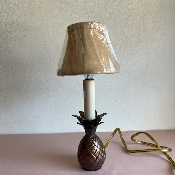 vintage bronze colored pineapple boudoir lamp candlestick glam hollywood regency