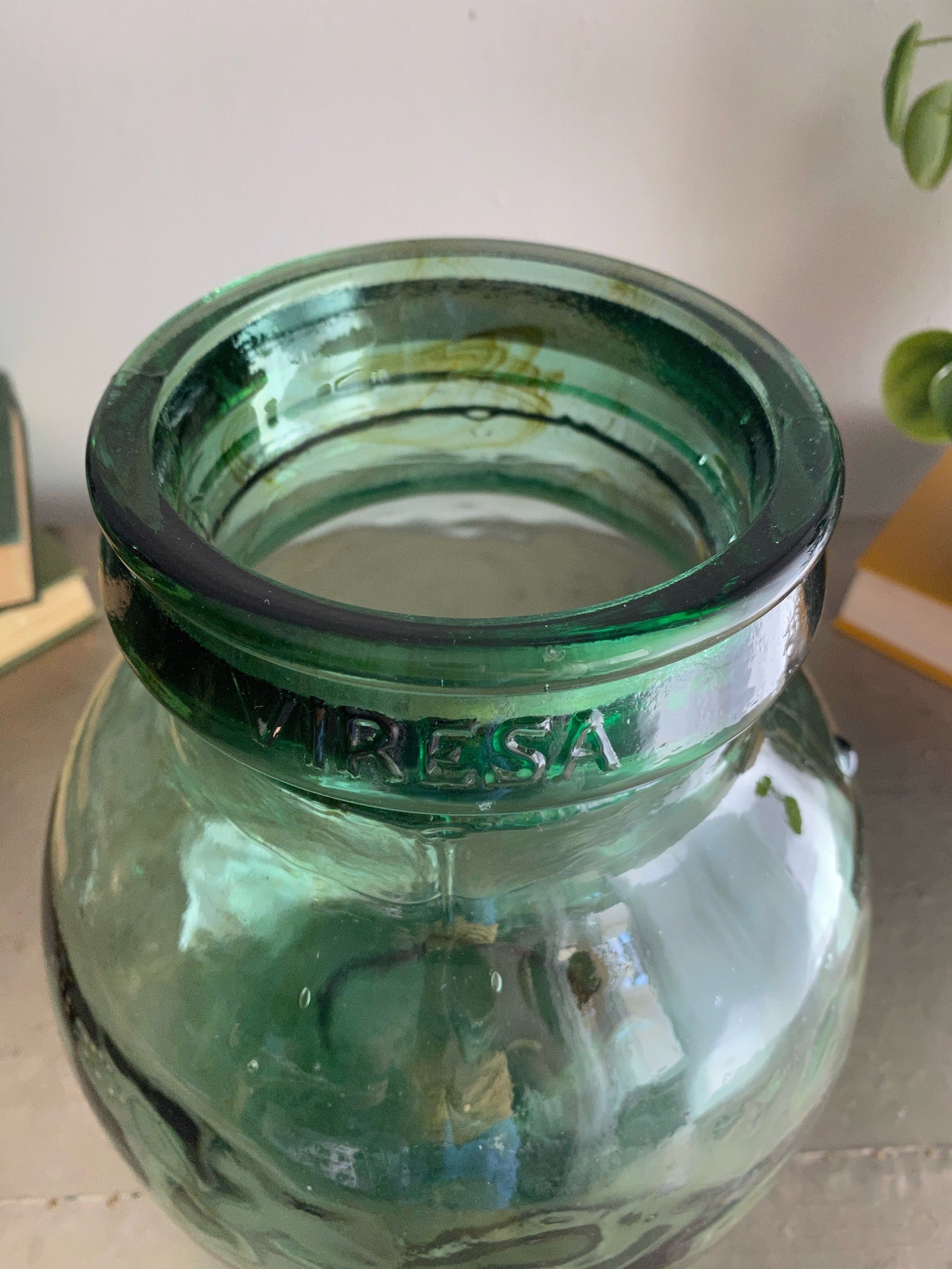 Vintage French Large Glass Olive Jar Viresa Antique Glass Etsy