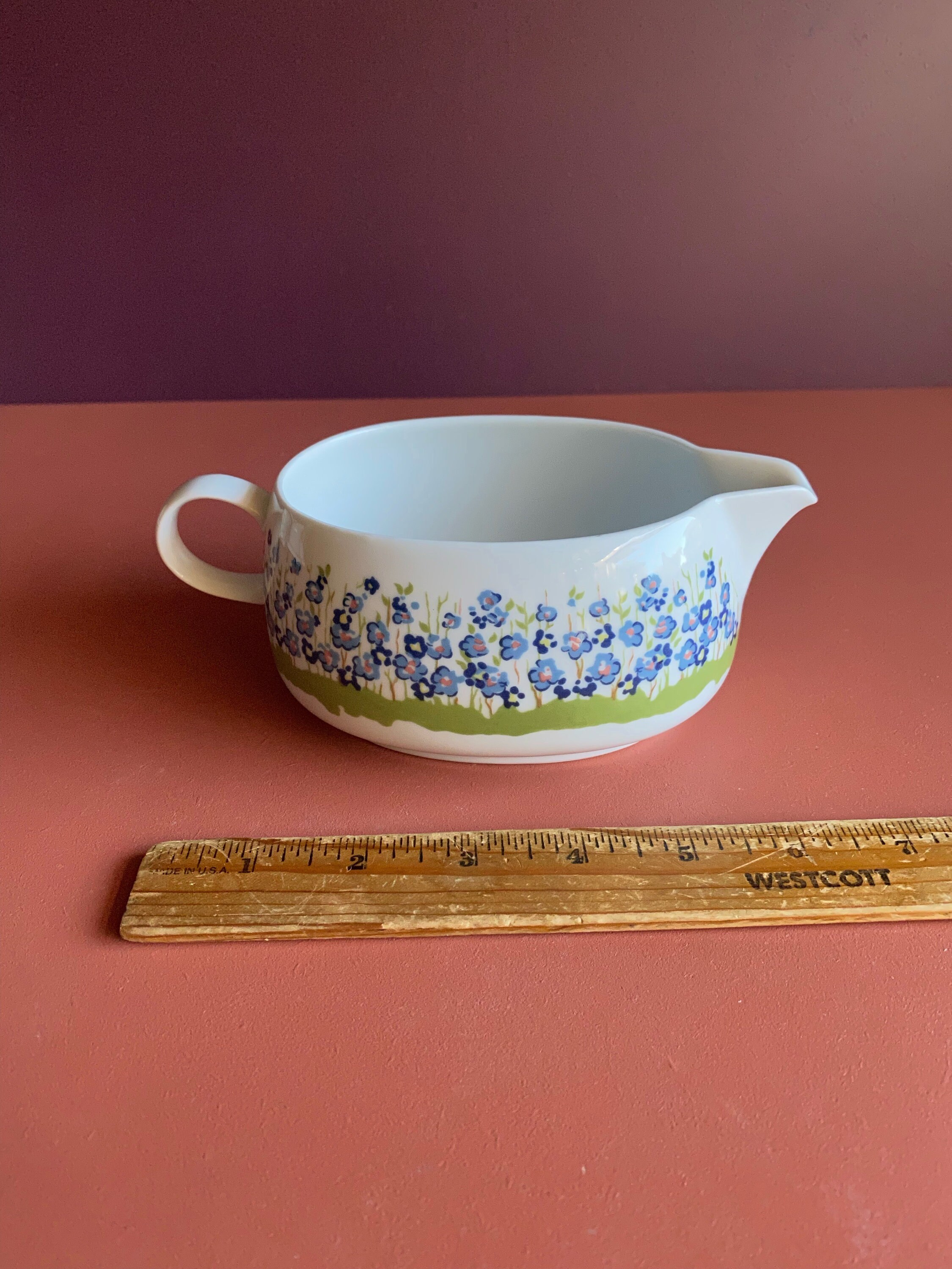 Vintage porcelain gravy boat Melitta for Karstadt made in Germany blue floral