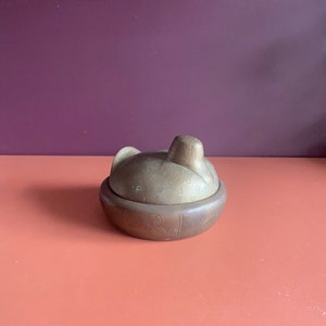vintage brass betel box bird shaped container stash box tobacciana