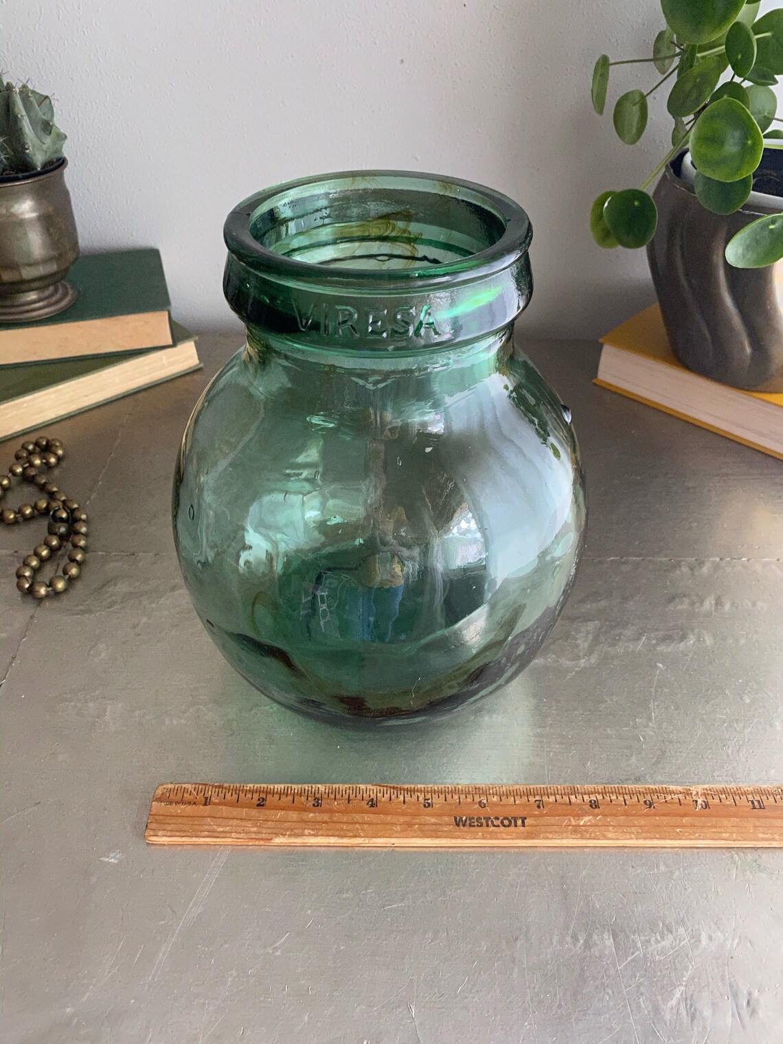 Vintage french large glass olive jar Viresa antique glass Etsy