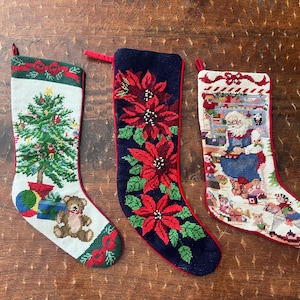 vintage needlepoint Christmas Stocking 3  available Christmas decorations