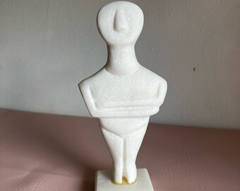 vintage matte marble cycladic idol statue