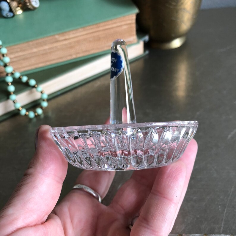 Vintage Crystal Ring Holder Dish Cottage Chic Glam Vanity Etsy
