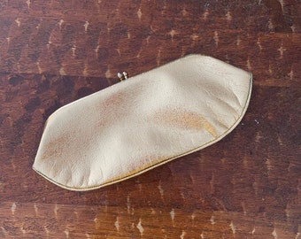 vintage gold metallic leather like clutch faux leather