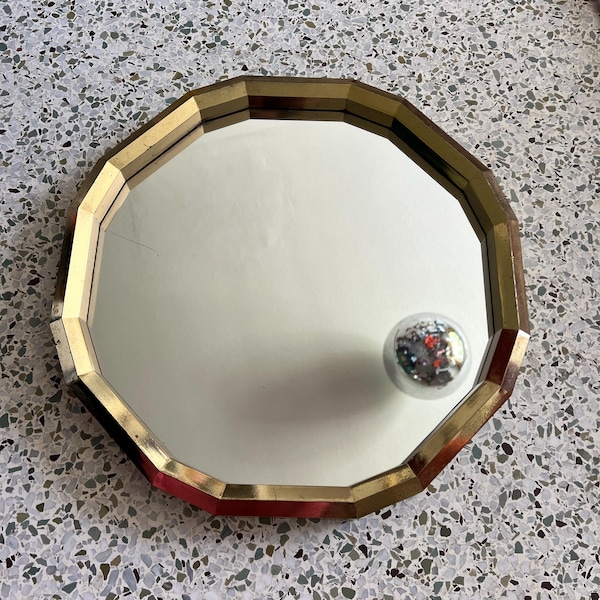 Vintage 80s gold faceted wall mirror Burwood