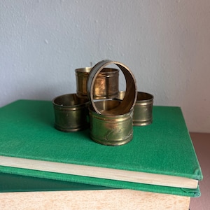 vintage oval  brass napkin ring set of 5