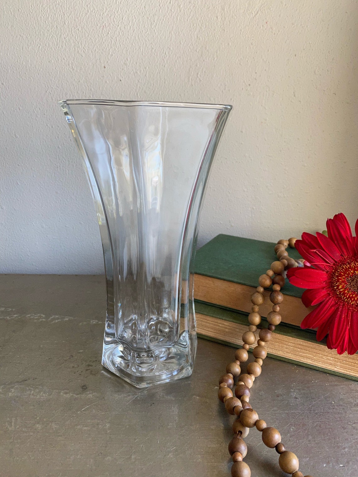 Vintage Hoosier Clear Glass Vase 4040 Flared Etsy