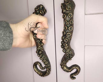 Octopus door pull, nautical decor, pantry door handles, closet door, barn door hardware, octopus home decor, pirate themed gifts, steampunk