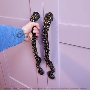 Octopus door pull, pantry door, octopus tentacle, door handle, kraken home decor, large door pull, barn door handle, octopus gifts