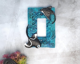 Manta ray light switch cover for rocker style lightswitch