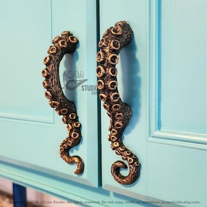 Octopus door handle, nautical decor, pantry door handles, closet door, barn door hardware, octopus home decor, pirate themed gifts
