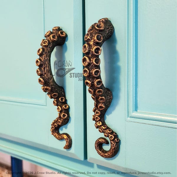 Octopus door handle, nautical decor, pantry door handles, closet door, barn door hardware, octopus home decor, pirate themed gifts