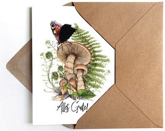 3x Greeting Card Mushrooms All The Best Greeting Card Birthday Card