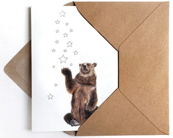 3x Christmas Card Bear Greeting Cards Christmas Bear Bear Drawing Illustration Christmas Greetings Bear Greetings