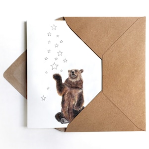 Bär mit Sternen Weihnachtskarte Grußkarten Weihnachten Bär Bärenzeichnung Illustration Weihnachtsgrüße Bärengrüße