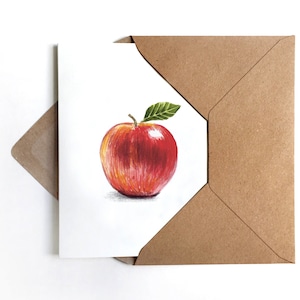 Apfel Grußkarte Geburtstagskarte Glückwunschkarte Apfelkarte botanische Illustration Zeichnung