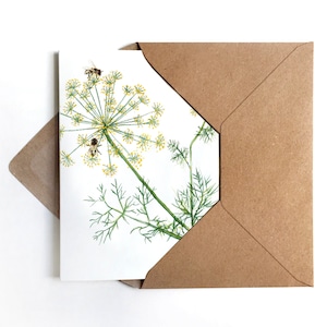 Bienen im Dill Grußkarte Glückwunschkarte Kräuter Geburtstagskarte Zeichnung Illustration