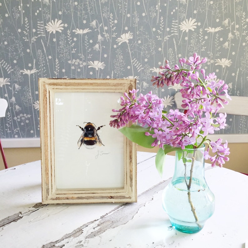 Dessin de bourdon foncé, petit bourdon imprimé dart, affiche dimpression giclée abeilles sauvages image 5