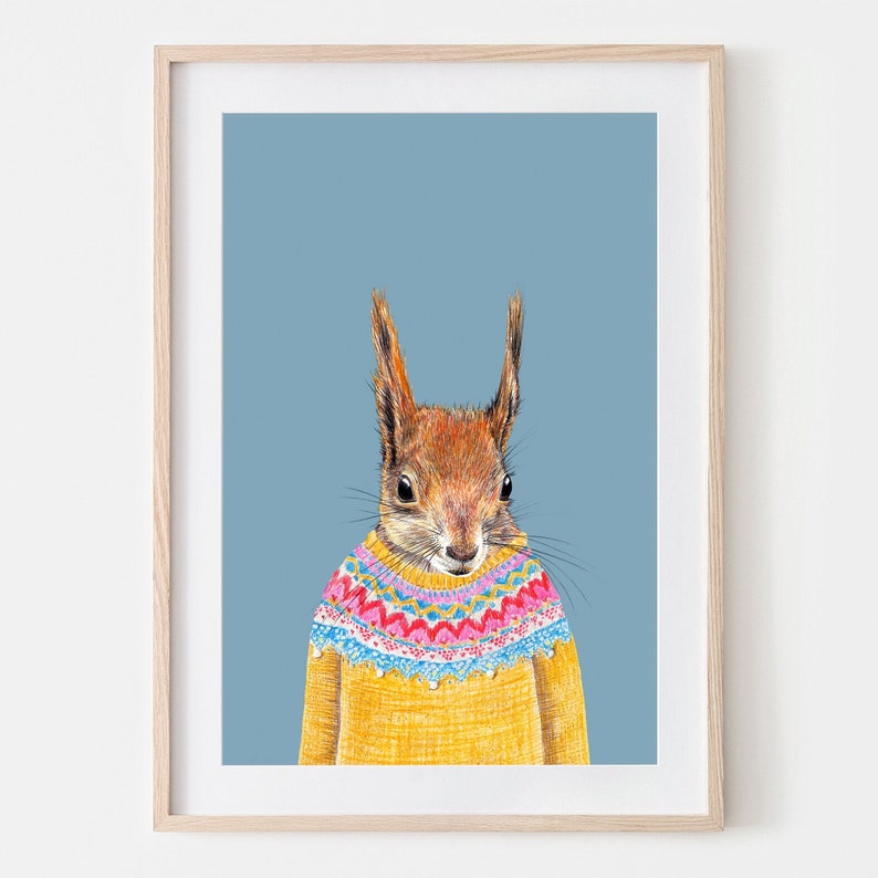 Eichhörnchen Porträt Zeichnung Fine Art Print, Giclée Print Illustration Poster Janine Sommer Tierzeichnung Bild 1