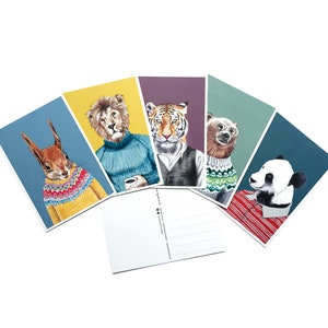 Tierportraits Postkartenset, Glückwunschkarte, Illustration, Kartenset, Postkartenset