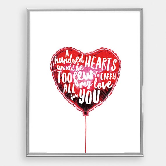Illustration Luftballon Herz Valentinstag Liebe Kunstdruck Etsy