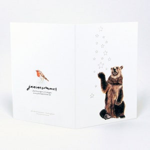 3x Christmas Card Bear Greeting Cards Christmas Bear Bear Drawing Illustration Christmas Greetings Bear Greetings image 4