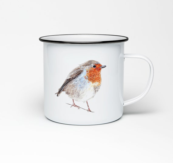 Emailletasse Gorge Rouge Gorge Rouge émail Tasse Tasse Avec Oiseau