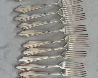WMF Försilvrade gafflar set om 12 Tyskland Art Deco 1925-1930