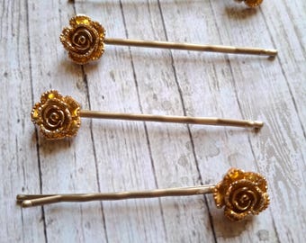 Gold Celestial Bridal Hair Pin Set: Star Flower, Champagne  display picture 3