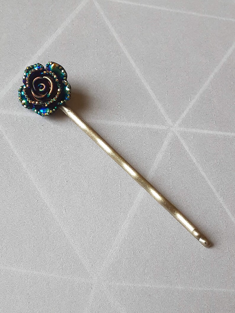 Blue Metallic Bobby Pins Set of 4, Bobby Pins Hair Accessories, Gift